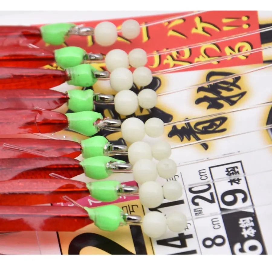 1 bag 9 hooks big sabiki hook, sea fishing string hooks assembly Vertical rig, menhaden, ribbonfish or mullet, skewered mackerel