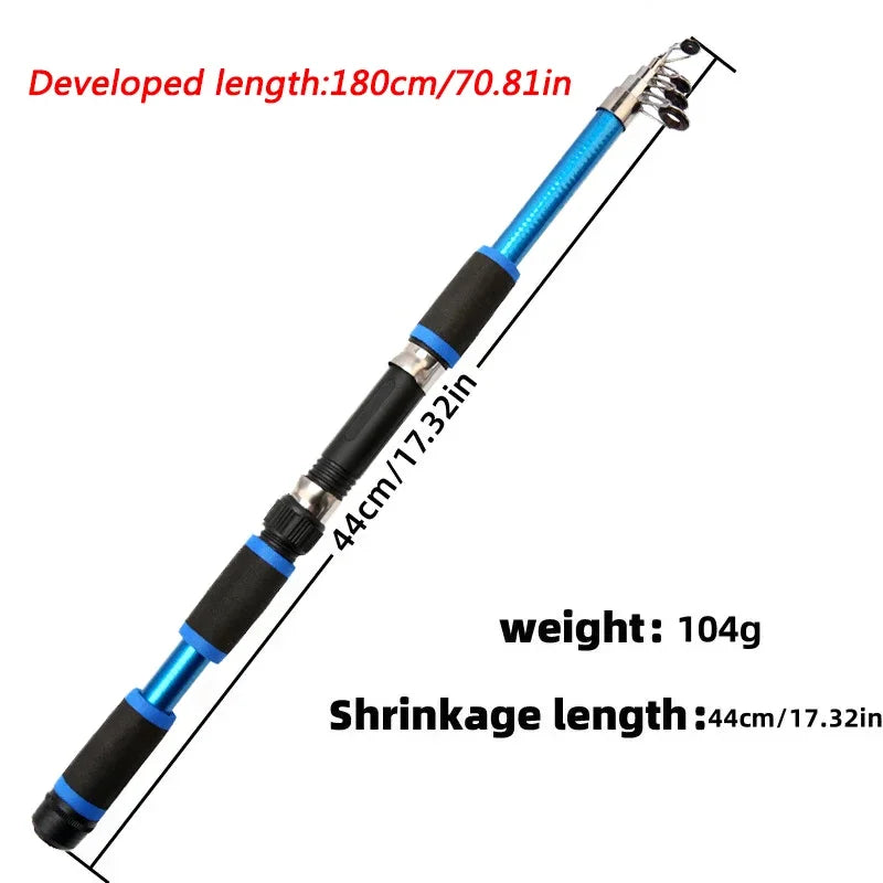 1.8M Fishing Rod Full Kits Telescopic Sea Spinning Reel Lure Set Travel Fishing Gear Baits Accessories Bag Beginner