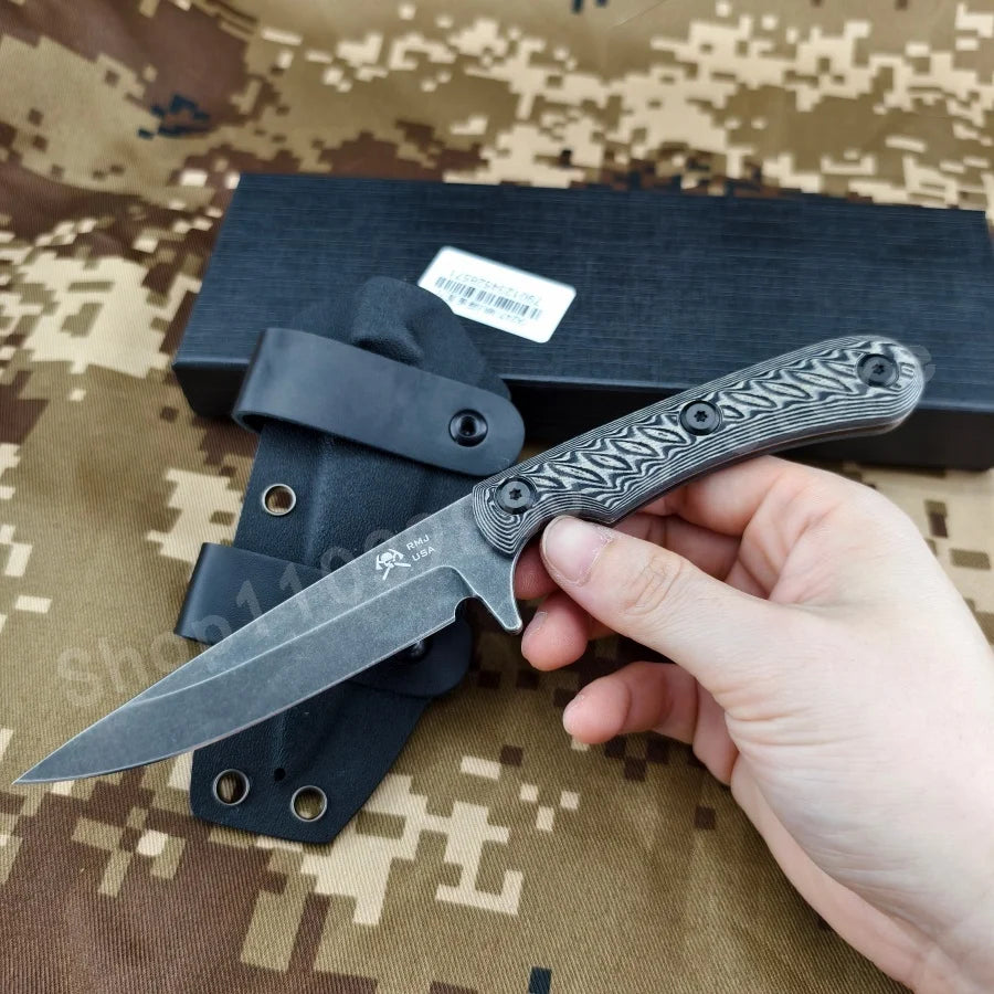 MRJ Portable Fixed Blade Knife with 7Cr13Mov Blade and G10 Anti-Slip Handle It Is Perfect for Camping Fishing Survival