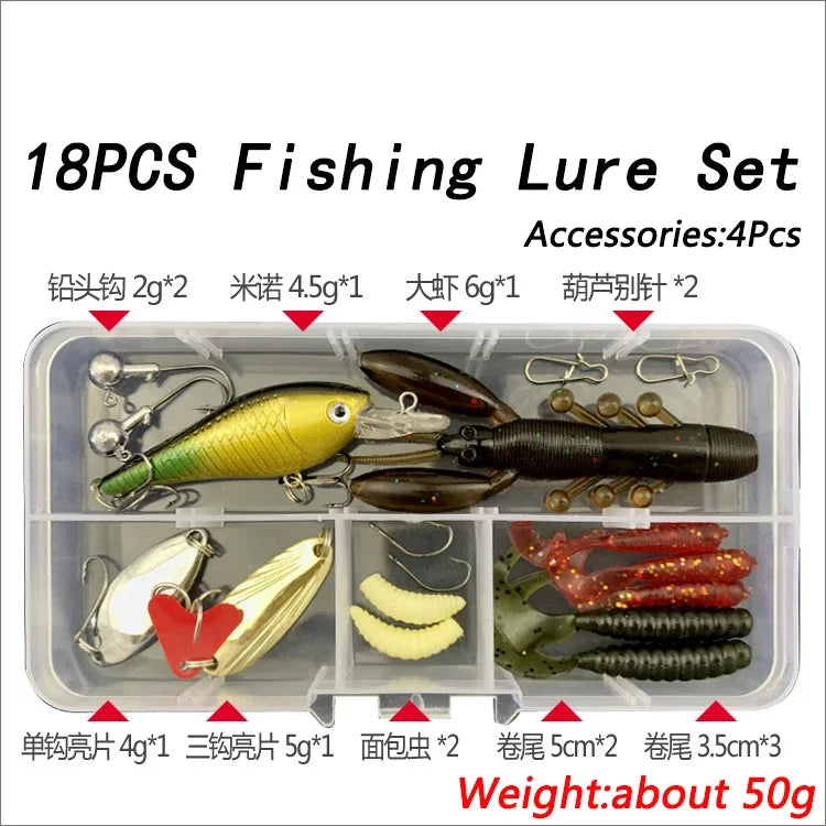 1.8M Fishing Rod Full Kits Telescopic Sea Spinning Reel Lure Set Travel Fishing Gear Baits Accessories Bag Beginner