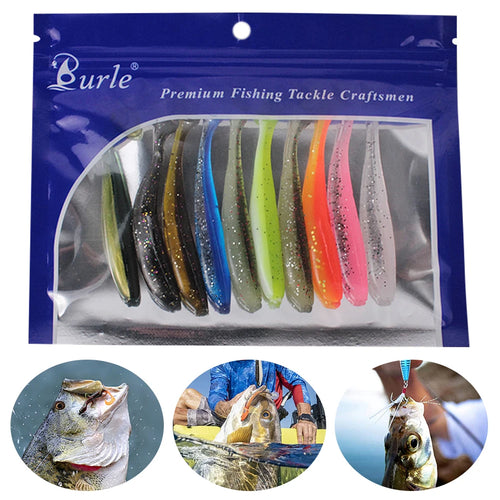 10-100PCS 9CM/7CM T Tail Worm Soft Bait Artificial Bait Swimbait Bait Silicone Fishing Soft Lure Easy Shiner Wobbler Swimbait