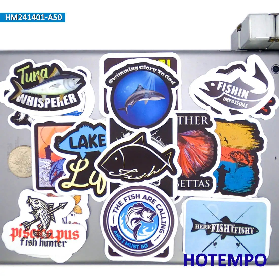 20/30/50Pieces Fisherman Style Funny Slogan Go Fishing Stickers for Boats Luggage Scrapbook Car Motorcycle Phone Laptop Sticker