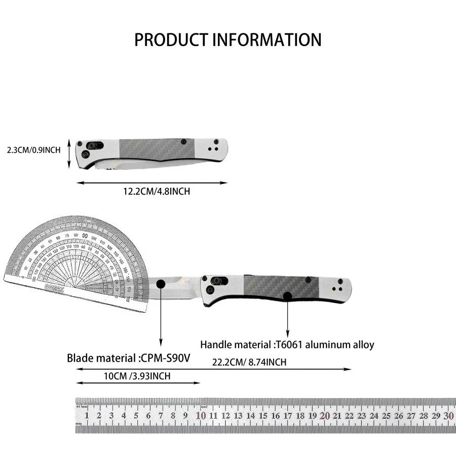 BM 4170 Foldable Knife CPM-S90V Blade T6061 Aluminum Handle Outdoor Hiking Portable Fruit Knife Multi-functional Fishing Knife