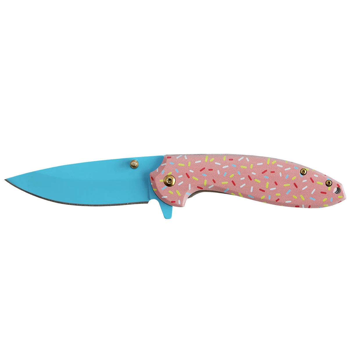 Premium Stainless Steel Pocket Knife Men’s folding EDC multi-tool (outdoors/fruit) – donut-pattern handle. For camping, hiking, exploration, DIY, daily use, fishing & hunting. Great gift for men: Valentine’s Day