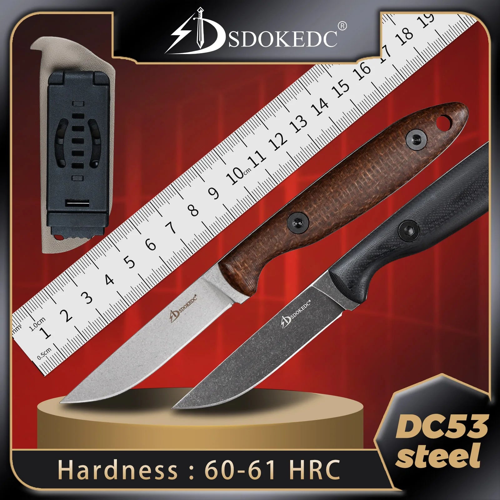SDOKEDC Knives DC53 Steel Fixed Blade Knife Micarta Handle For Mens Gift EDC Outdoor Survival Camping Fishing